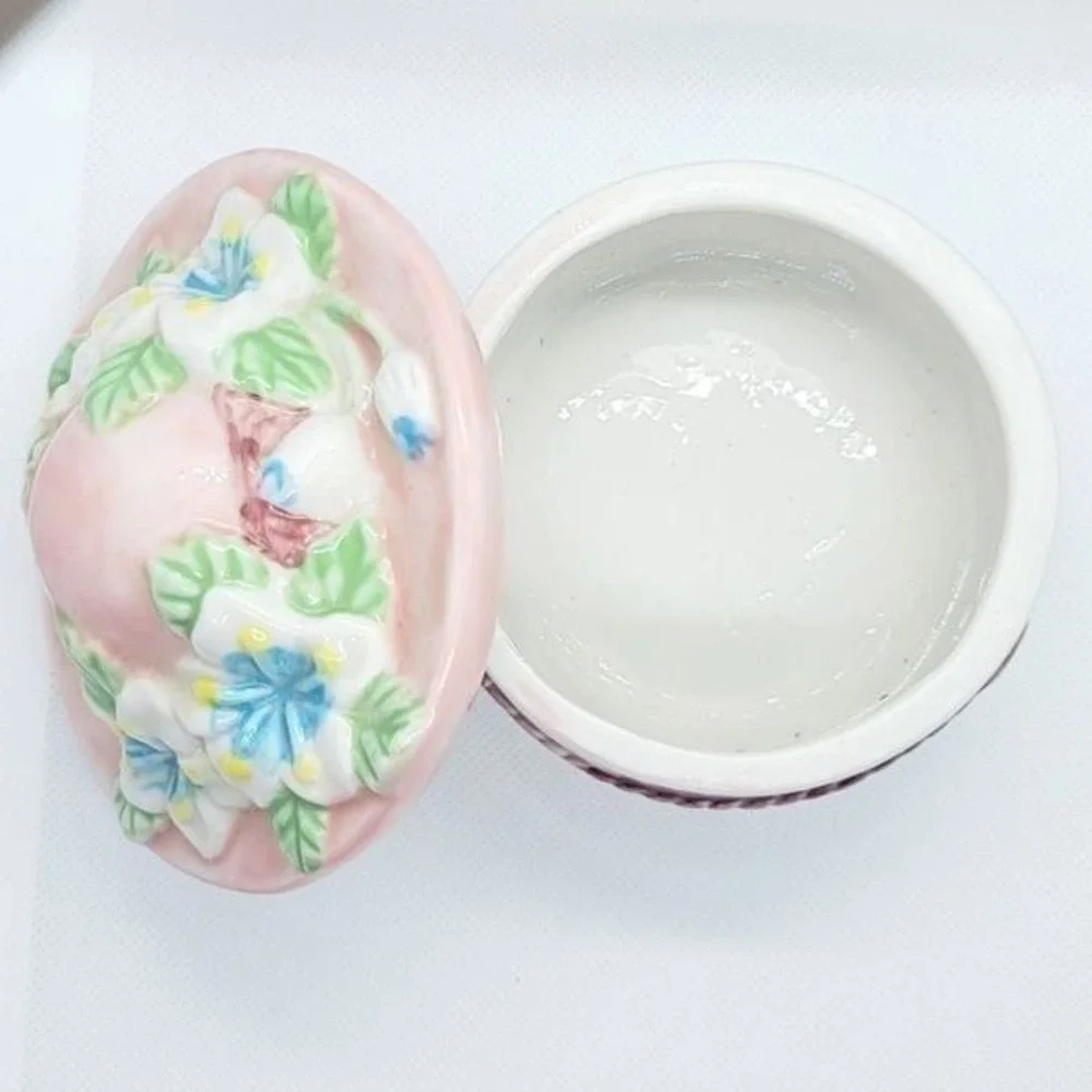 Floral Trinket Box W/ Vtg Hat Shaped Lid